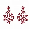 Customized Earrings Red Coral Branch Stud Earring Family Tree Earrings