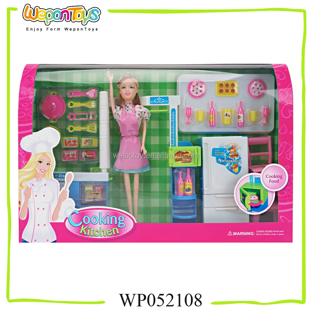 baby doll and kitchen set