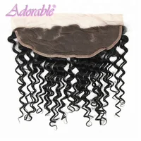 

13*4 top lace closure deep curly 100% human hair closure,Jerry curl human hair with frontal lace closure