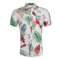 

OEM Cheap 100%polyester Short sleeve Colorful Leaves Camisas Hawaiian Shirt For Man