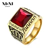 Men's 18K Gold Stainless Steel Casting Ring With red Crystal Stone