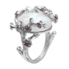 White Opal Ring Plum Flower Branch Shape Refinement Design fashion women wedding ring