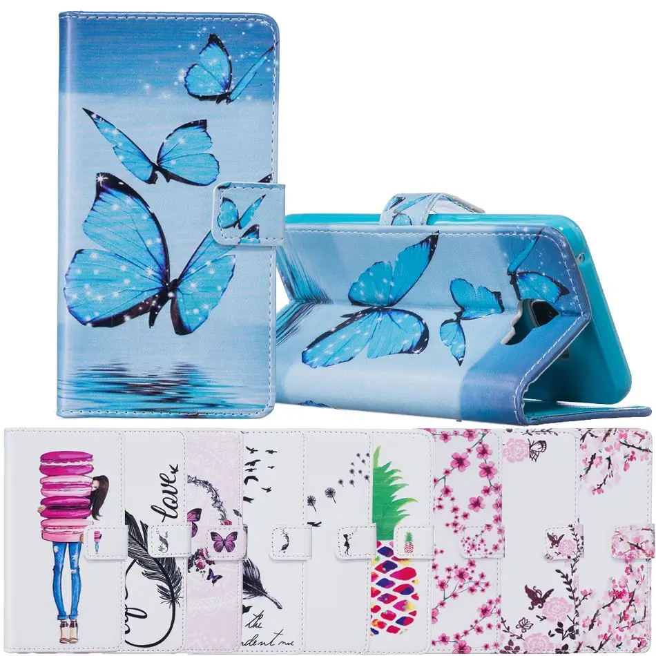 

for J5 2015 A3 A5 2016 Case Plum flower Stand Cute Flip Wallet Shell for Samsung Galaxy S7 S5 S6 edge Grand Prime Coque cover, Black, blue, green, grey, rose, purple