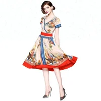 

Ladies Elegant Formal Dress European Casual Flower Dress