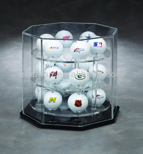 C-7002 - Eighteen Golf Ball Acrylic Display Case with Manual Spinner Base.jpg