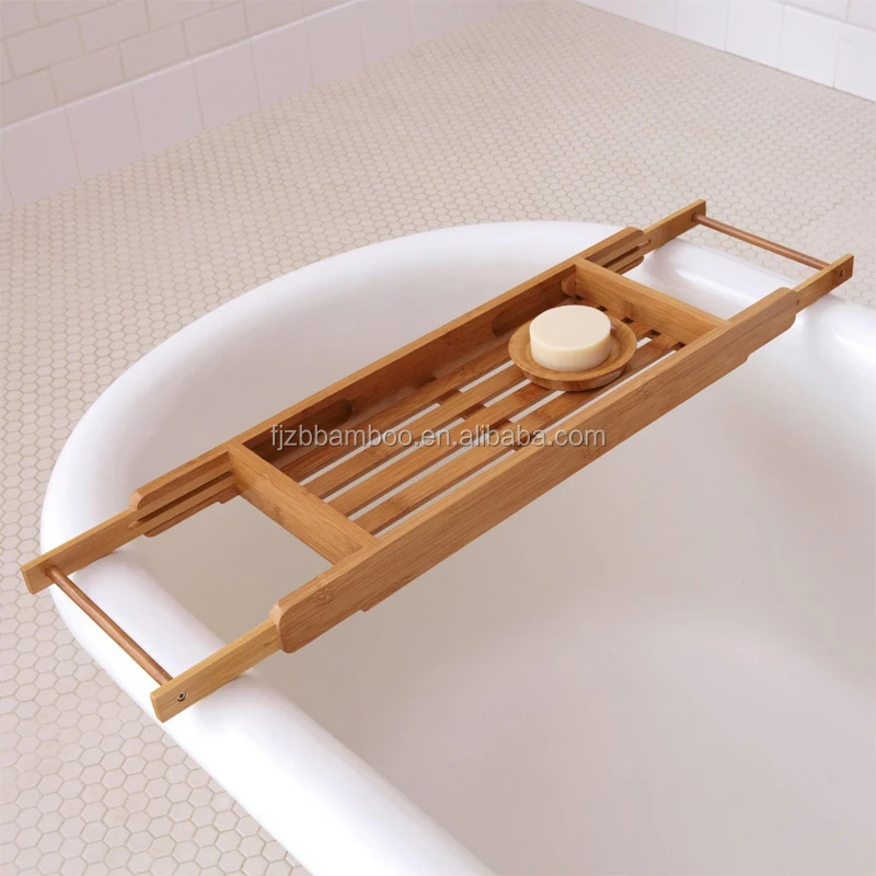 Bsci Factory Bamboo Adjustable Bath Bathtub Shower Caddy Tray Buy
