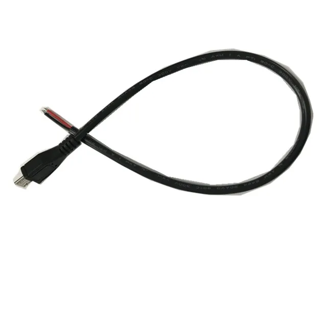 

2 wires shielded cable Micro USB male to open end, Black