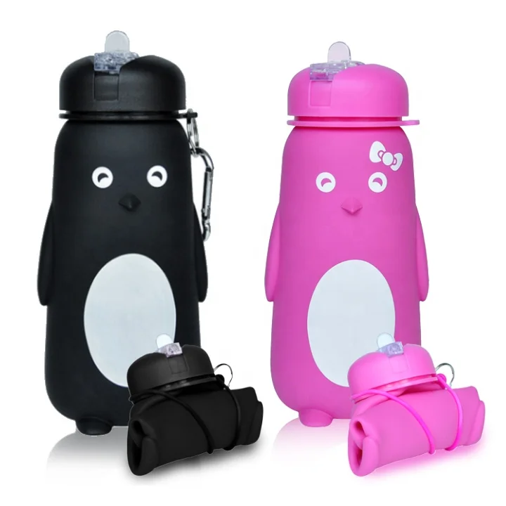 

Bpa Free Cartoon Silicone Drinking Water Bottle With Straw For Kids, N/a