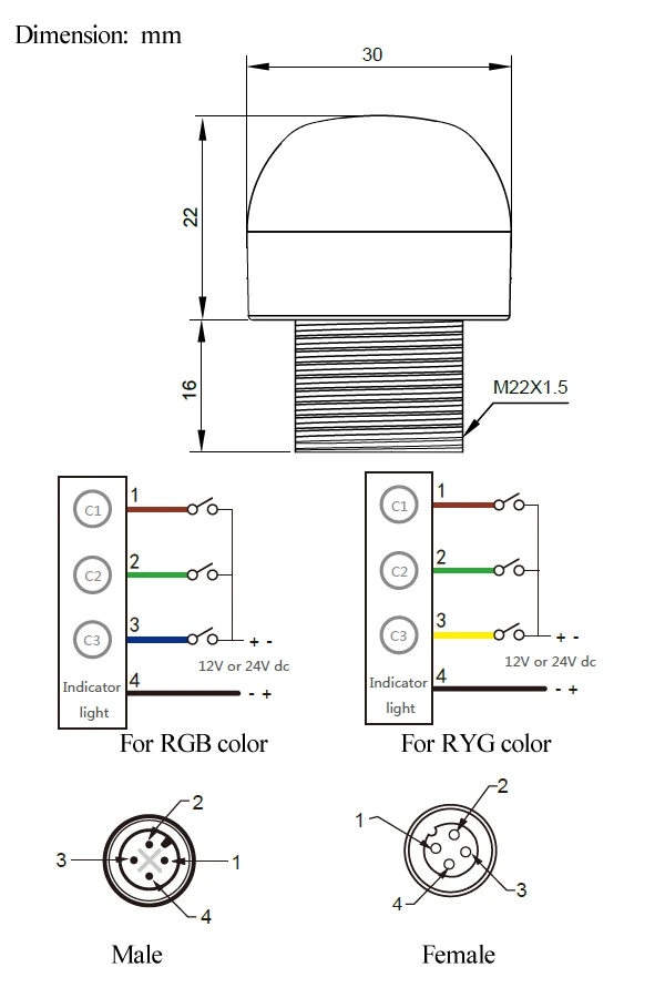 RL30 dimension & wire