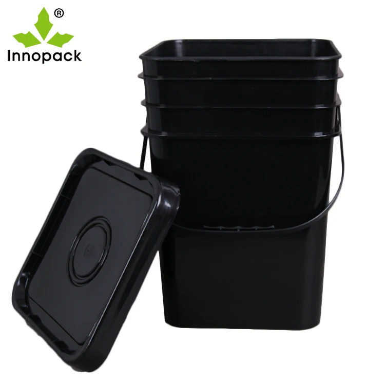 Food Grade Black 20l Square Plastic Bucket With Tamper Proof Lid Buy