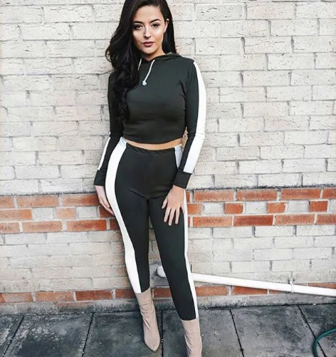 

women' good quality 2pcs sport sets fall winter outfits with hood, As the pic