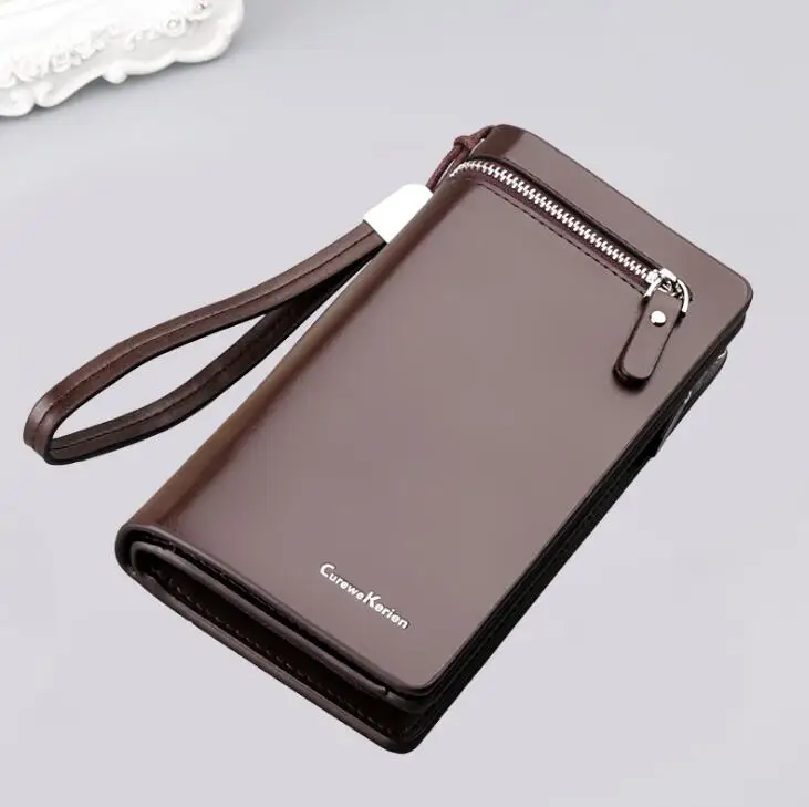 

New Arrival Men's Long faux Leather Purses High Grade Business Clutch for Man with phone pouch
