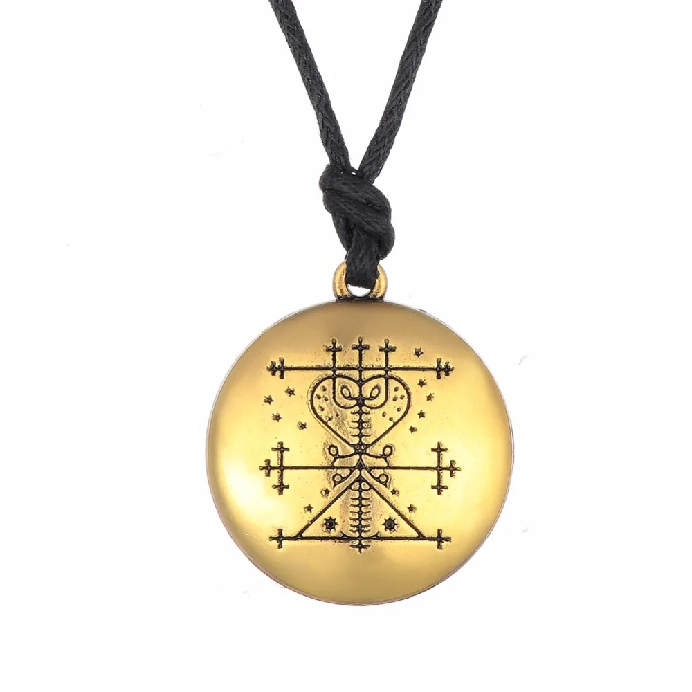 

Gold Plated Maman Brigitte Death Loa Pendant Haiti Voodoo Religion Spirit Signs Male Necklace