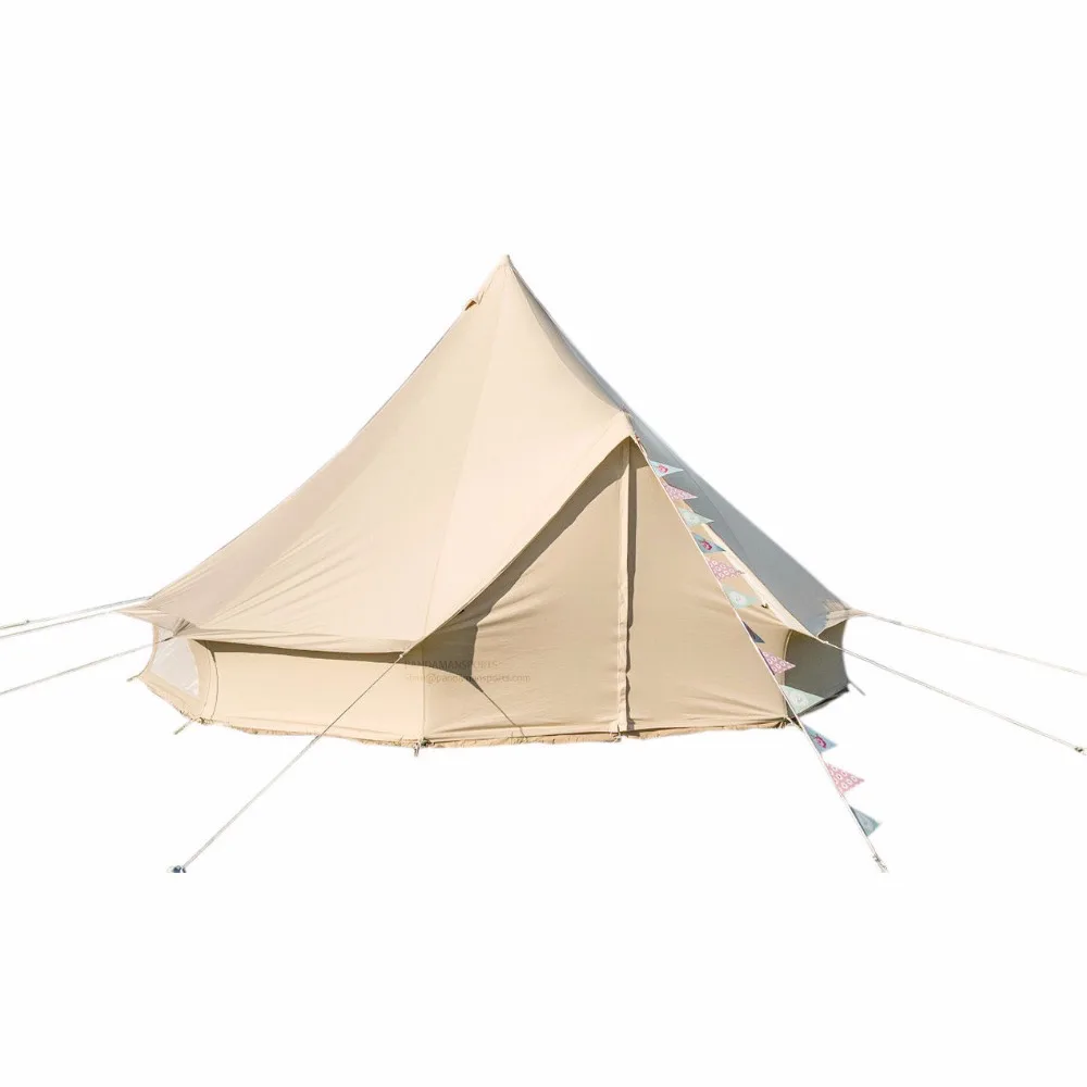 

Diameter 6 Meter luxury glamping heavy duty canvas bell tent, Beige