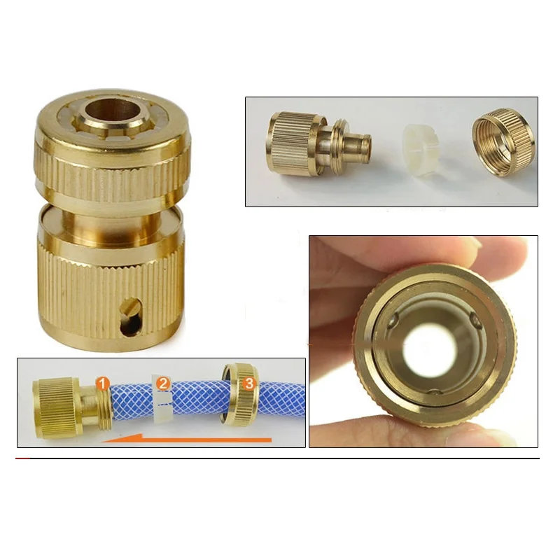 Brass garden hose quick connector 12mm