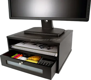 Natural Bamboo Computer Monitor Stands Risers With Drawer Buy