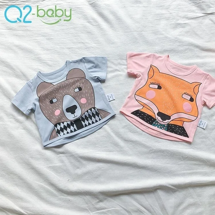 
Factory custom casual cotton cute animal pattern baby boy o-neck t-shirt 1956 