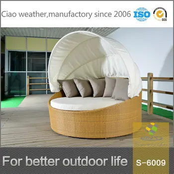 Round Chaise Beach Lounge Chair With Sun Canopy - Buy Round Chaise ...