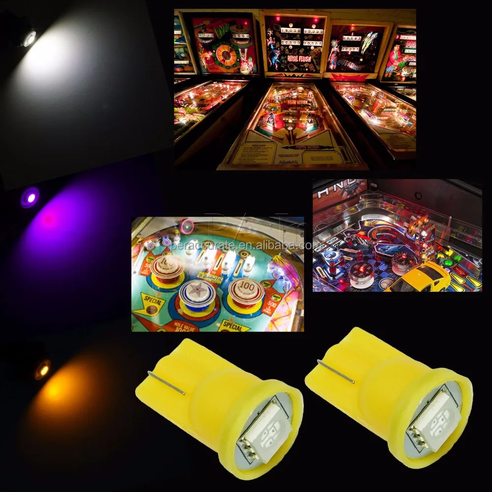 

25PCS Pinball LED Light Bulbs Super White Red Blue Yellow Green Car Interior Lighting T10 6.3V #555 LED lamp PA