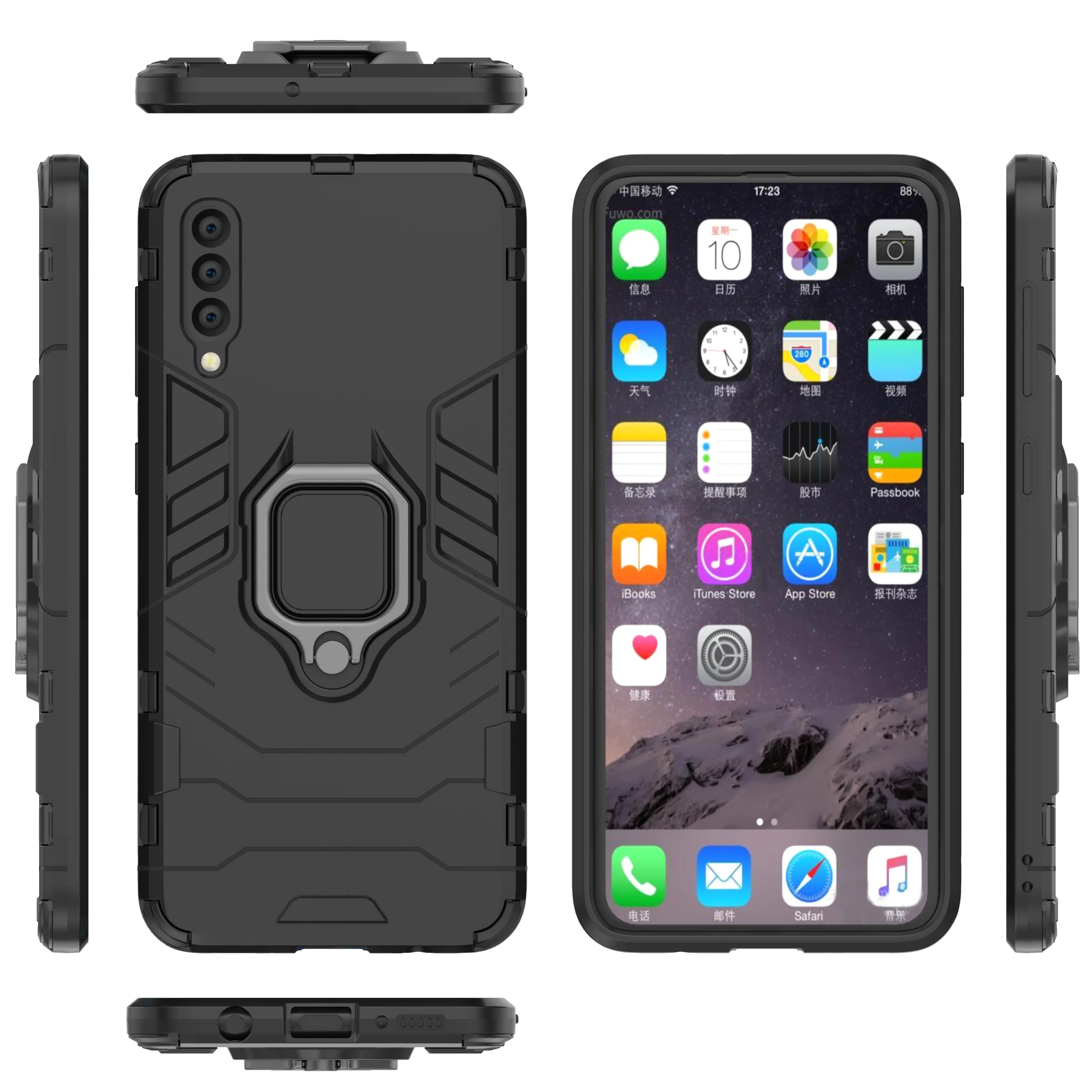

2019 perfect fit ring holder magnetic car phone holder back cover for Samsung galaxy A50 case