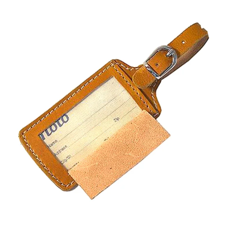 custom made debossed logo pu leather luggage tag