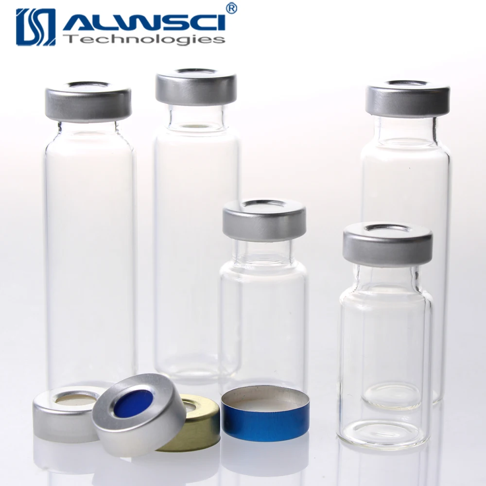 
Alwsci 10ml clear glass crimp vial headspace autosampler with short neck for Perkin Elmer 