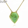 Natural Fashion Faceted Gold Plated Chrysoprase Green Stone Jewellery Australian Jade Necklace For Women