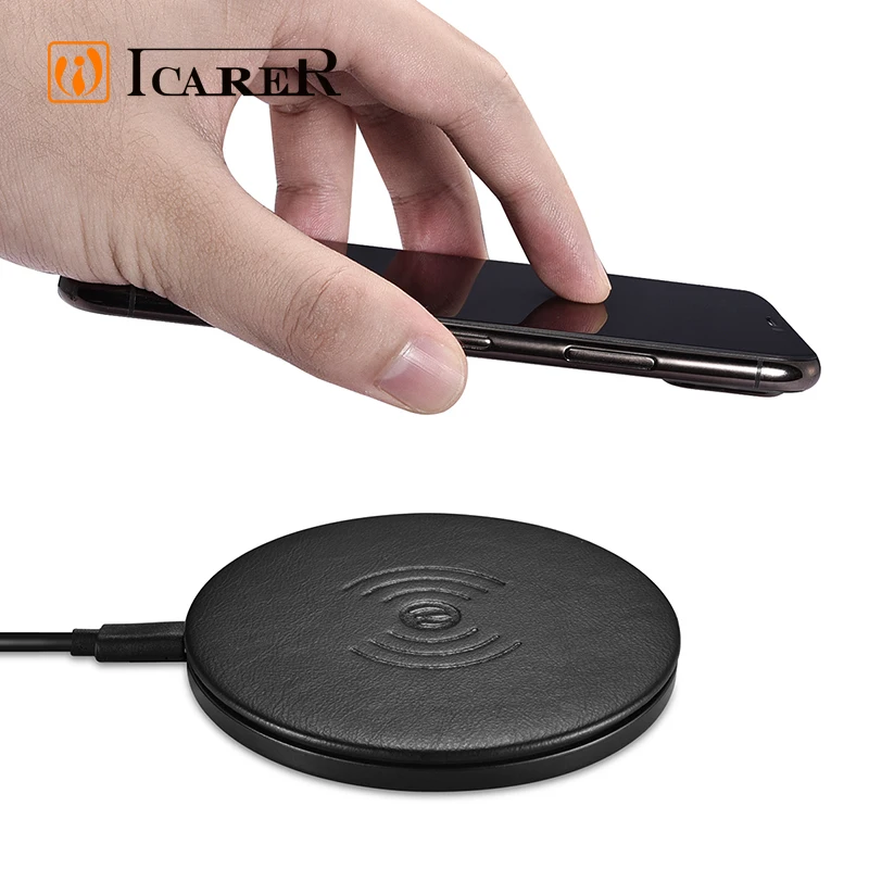 Best Qi Induction Station Universal Cordless Leather Cell Phone Fast Charging Pad Mat Wireless Charger For Iphone For Samsung