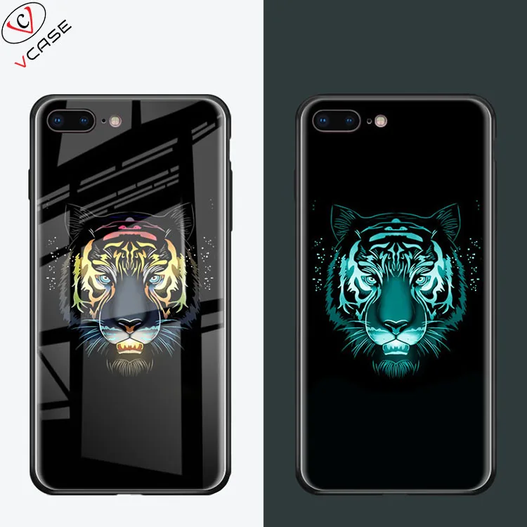 VCASE New Arrival Amazon Hot sale Luxury Tempered Glass Luminous Phone Case