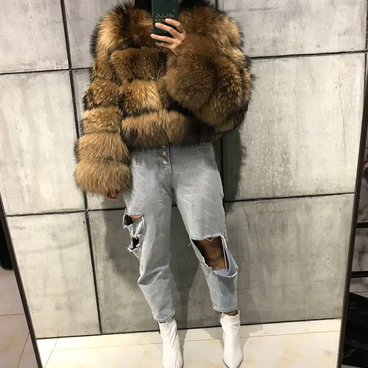 

women's winter warm thick real raccoon fur coat ladies natural raccoon fur jacket outwear, Customized color