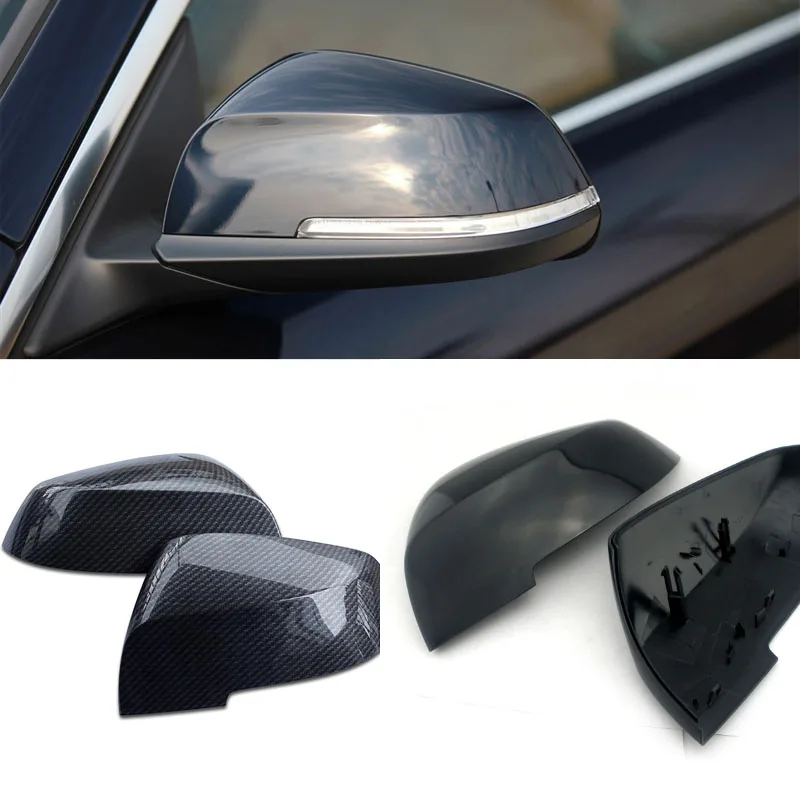 Carbon Fiber Auto Wing Rear View Chrome Mirror Cover Black Car Side