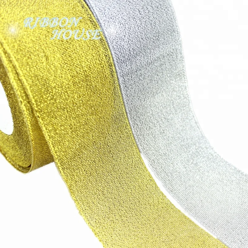 

Metallic gold and silver ribbon Christmas packaging glitter ribbon (25 yards/roll, Gold silver
