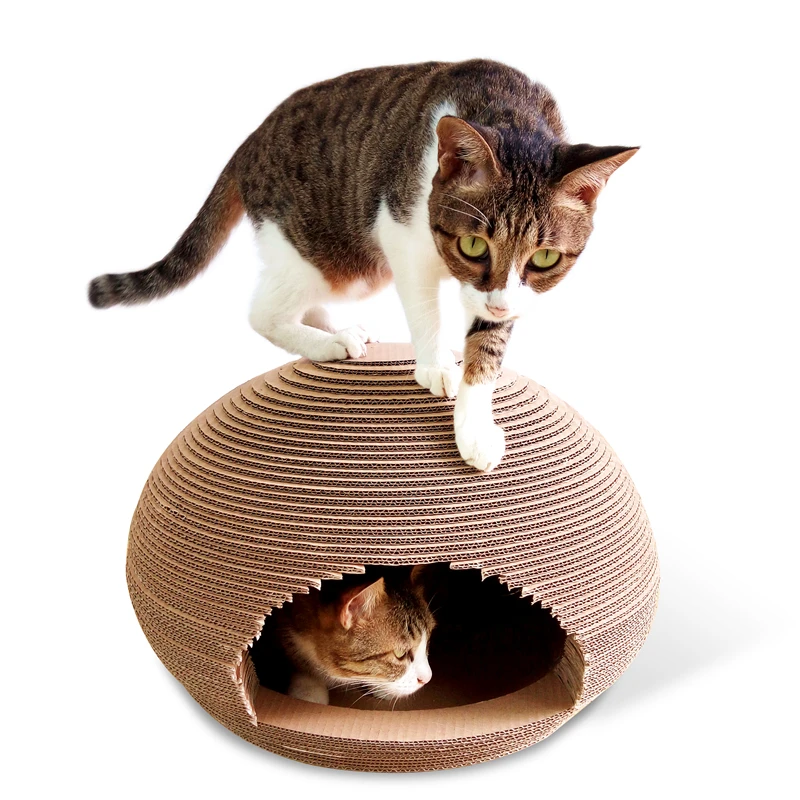 

DEKU pet product cats toy tent shape corrugated cardboard house kura cat scratcher with catnip free