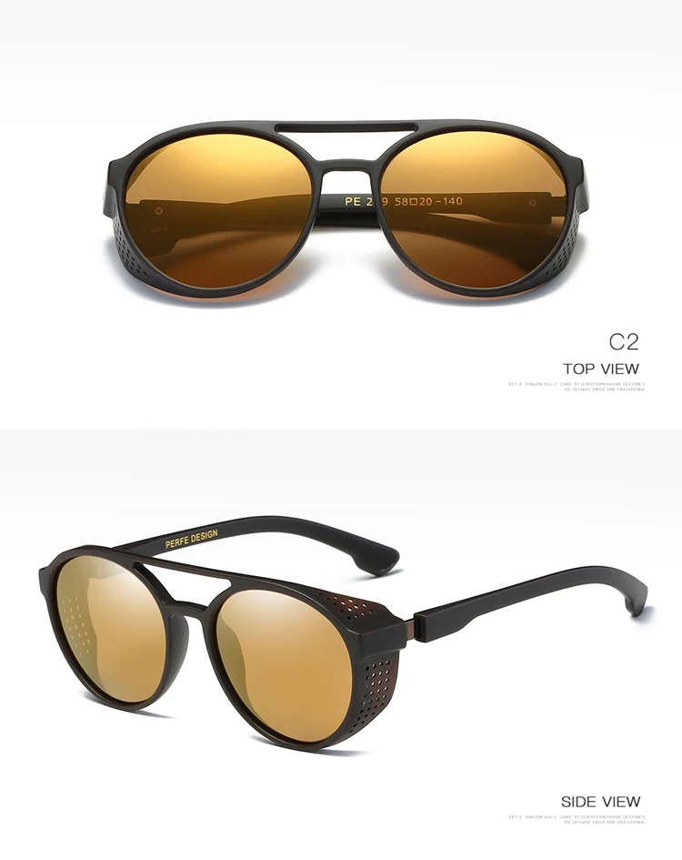 SHINELOT M379 High Quality Brand Designer Vintage Goggles Polarized TAC Clip On Steampunk Sunglasses
