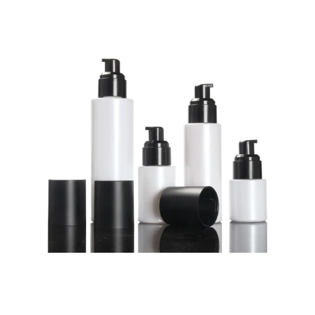 

Fuyun Ready to ship white 20ml 60ml 100ml cylinder glass foundation cosmetic bottle with spray pump