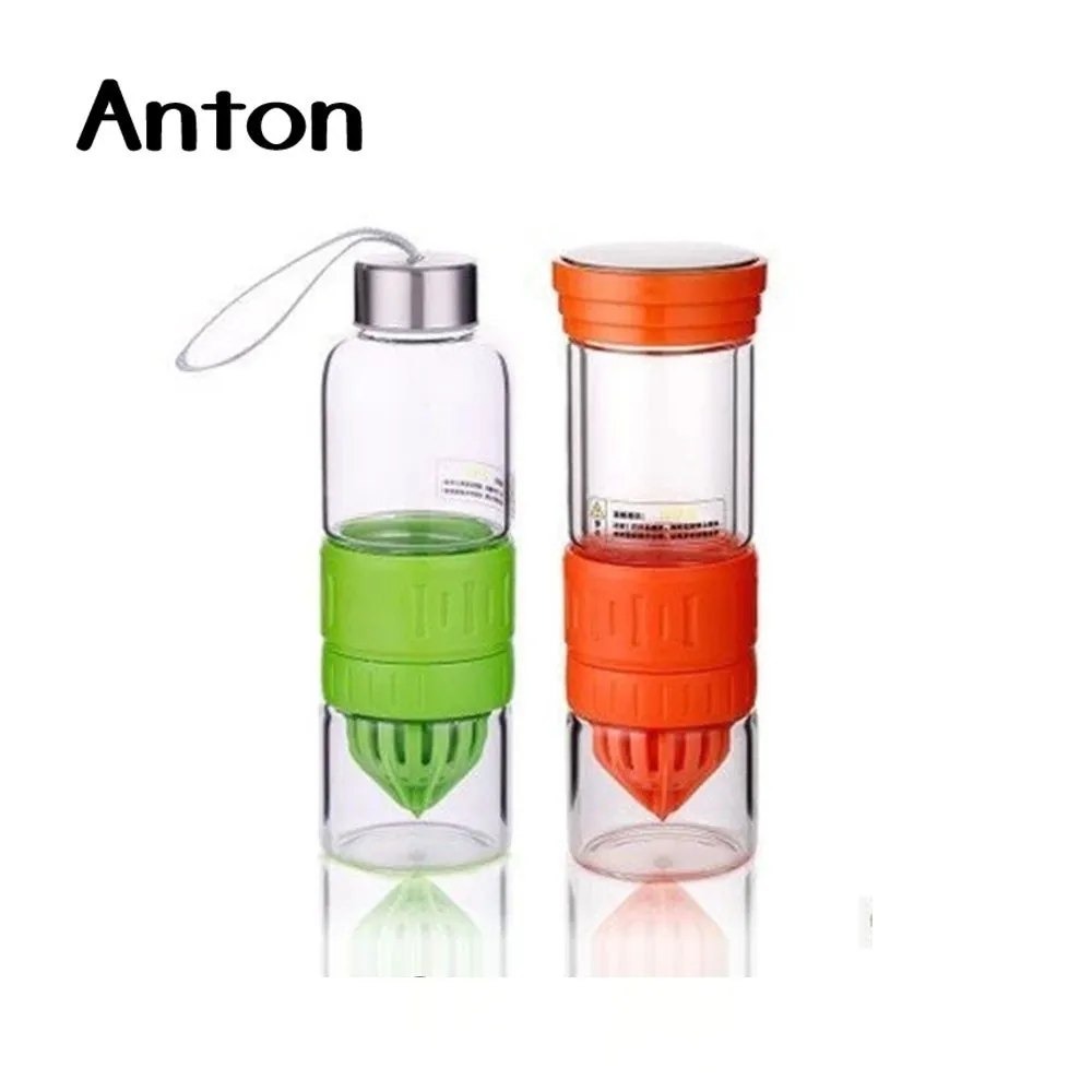 10 oz Double-wall Borosilicate Glass Drinking Water Bottle Tea Thumbler With Aluminum Cap