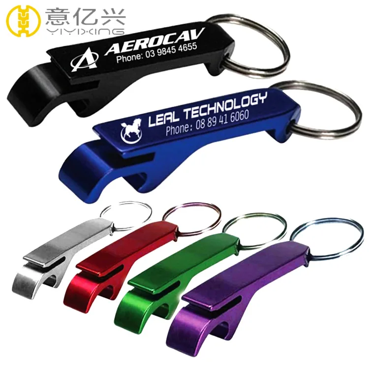 

Customized Cheap Bulk Aluminum Metal Beer Bottle Opener Keychain With Logo Laser, Blue;red;purple;anodizing for multi color