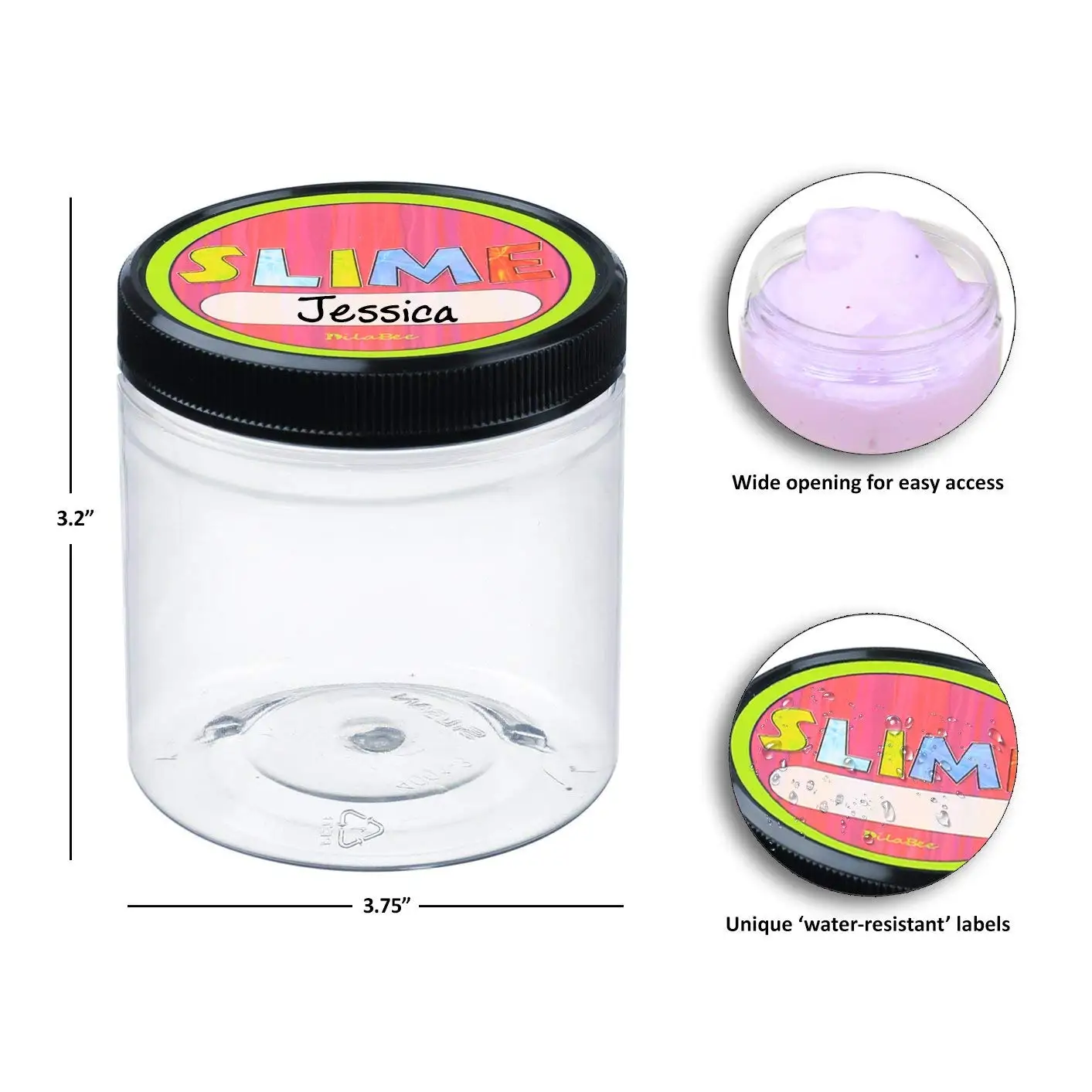 8 Oz Empty Slime Storage Containers 12 Pack Clear Slime Jars With