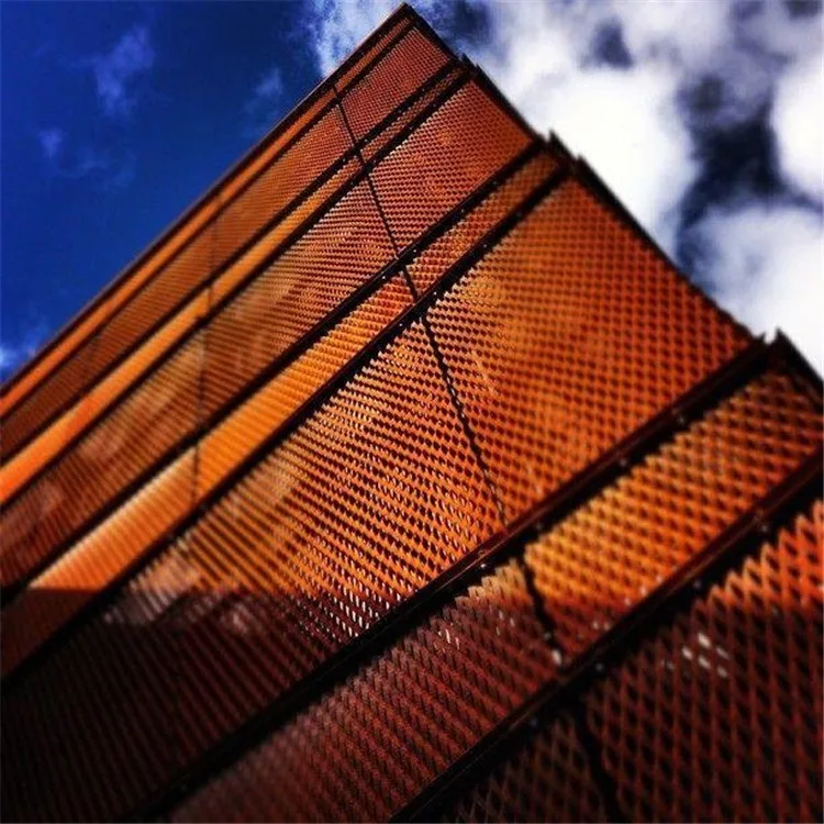 Decorative Rusted Corten Steel Mesh Facade Punching Corten Steel Wall