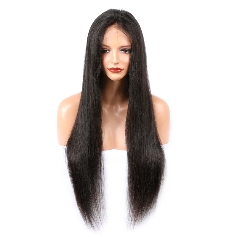 

Free shipping density 130% straight human hair full lace wigs with baby hair, Natural color
