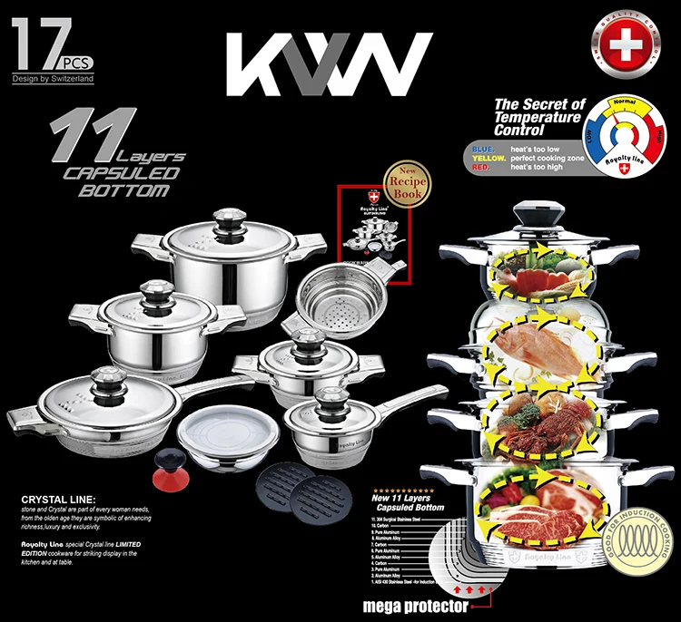 Unique 16pcs stainless steel kitchen ware cookware set for kitchenware
