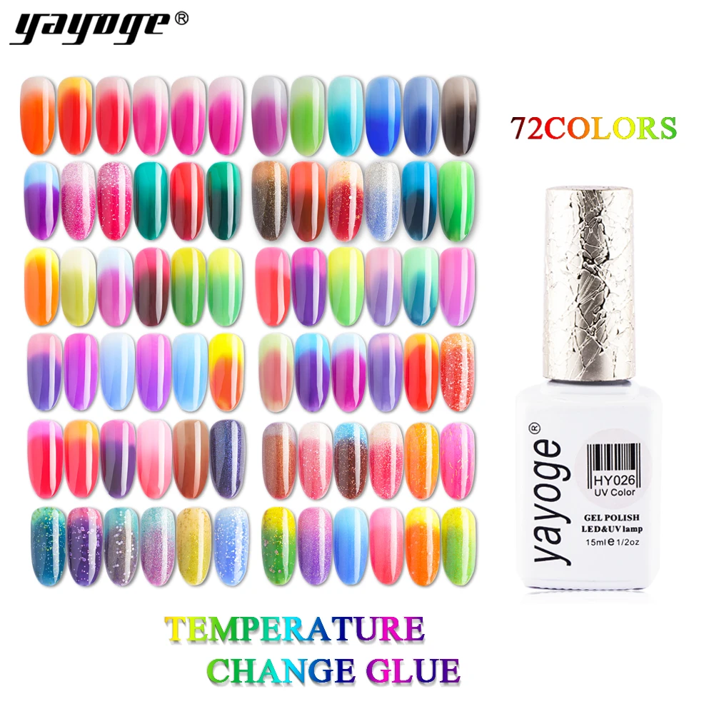 

Yayoge 15 ml Semi Permanent Chameleon Color Gel Nail Varnish UV LED Nail Gel Lacquer Temperature Color Changing Polish