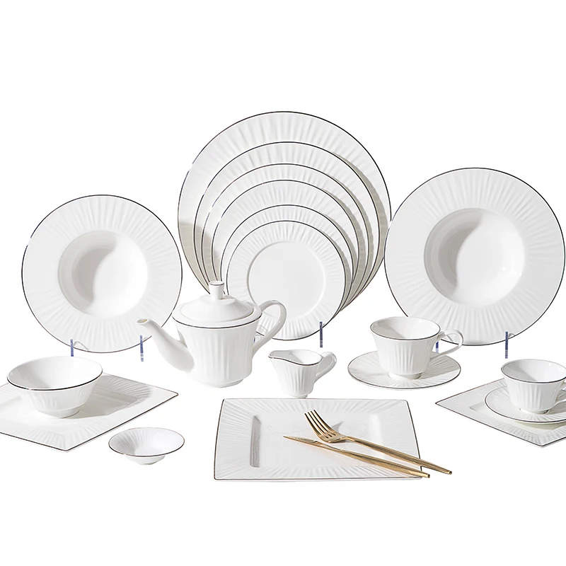 

2019 New Trend Beautiful Dinner Set 100 Piece, White Dinner Sets Bone China^