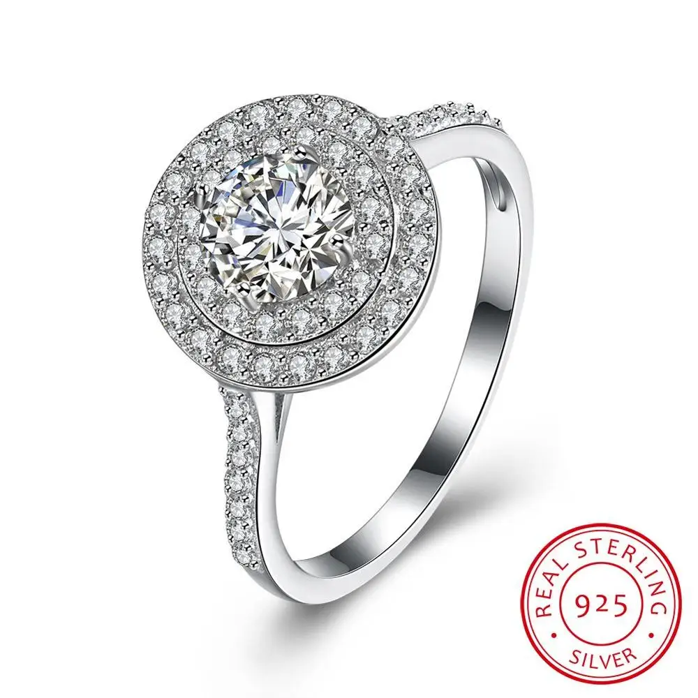 

Tryme Jewelry 925 Sterling Silver Round Ring CZ Cubic Zirconia Elegant Shimmering Jewelry For Women Girl Present Gift SVR146, N/a