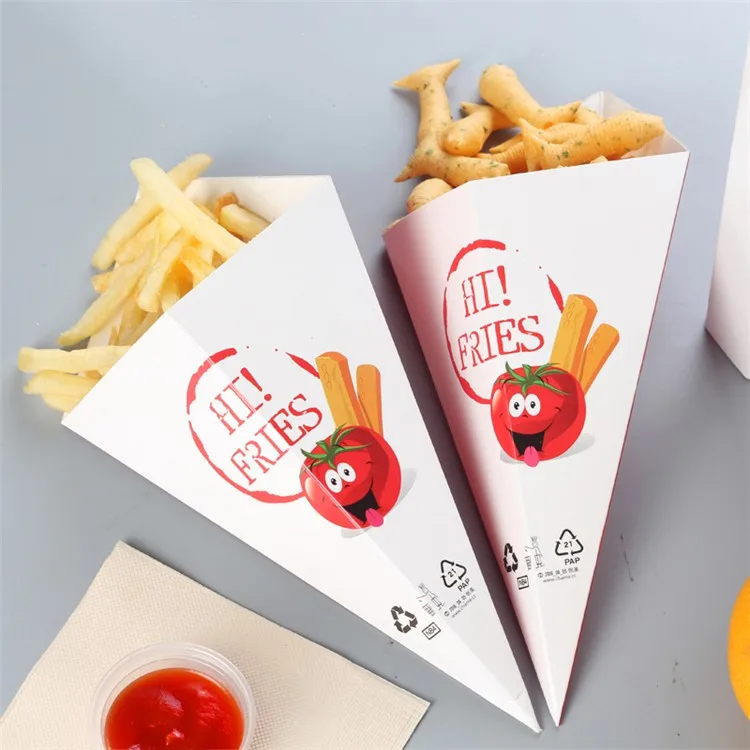 Disposable Cone Paper French Fries  French Fries Paper Bags Cone - 50pcs  Creative - Aliexpress