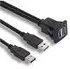USB Flush Mount Cable - 1 Meter 3ft Dual USB 3.0 Ports for Car Boat Motorcycle or Other Surface Usb Panel Mount Extension Cable