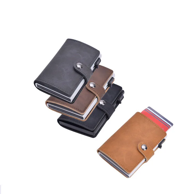 

RFID Slim Wallet Front Pocket Wallet Minimalist Secure Thin Credit Card Holder up to 7 cards, Black, brown, dark brown, grey