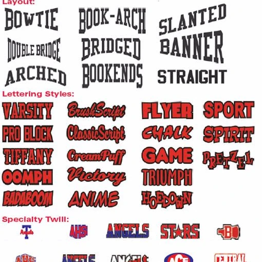 
Tackle twill lettering 