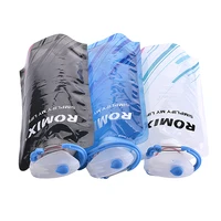 

Custom Reusable Portable Folding Plastic Water Bottles with Carabiner for outdoor traveling