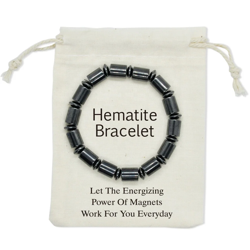 Black magnetic beads bracelets, personality custom health care therapy bangle, elastic rope magnet hematite bead strand bracelet